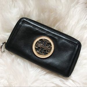 Tory Burch Amanda ZIP Wallet Black Gold
